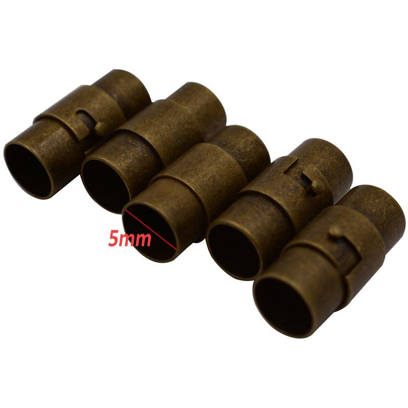 MOAMUN 10PCS Black Cord End Caps Bracelet End Caps Locking Bracelet Rope End Cap Cord Ends (Bronze, 5 mm) - Image 3